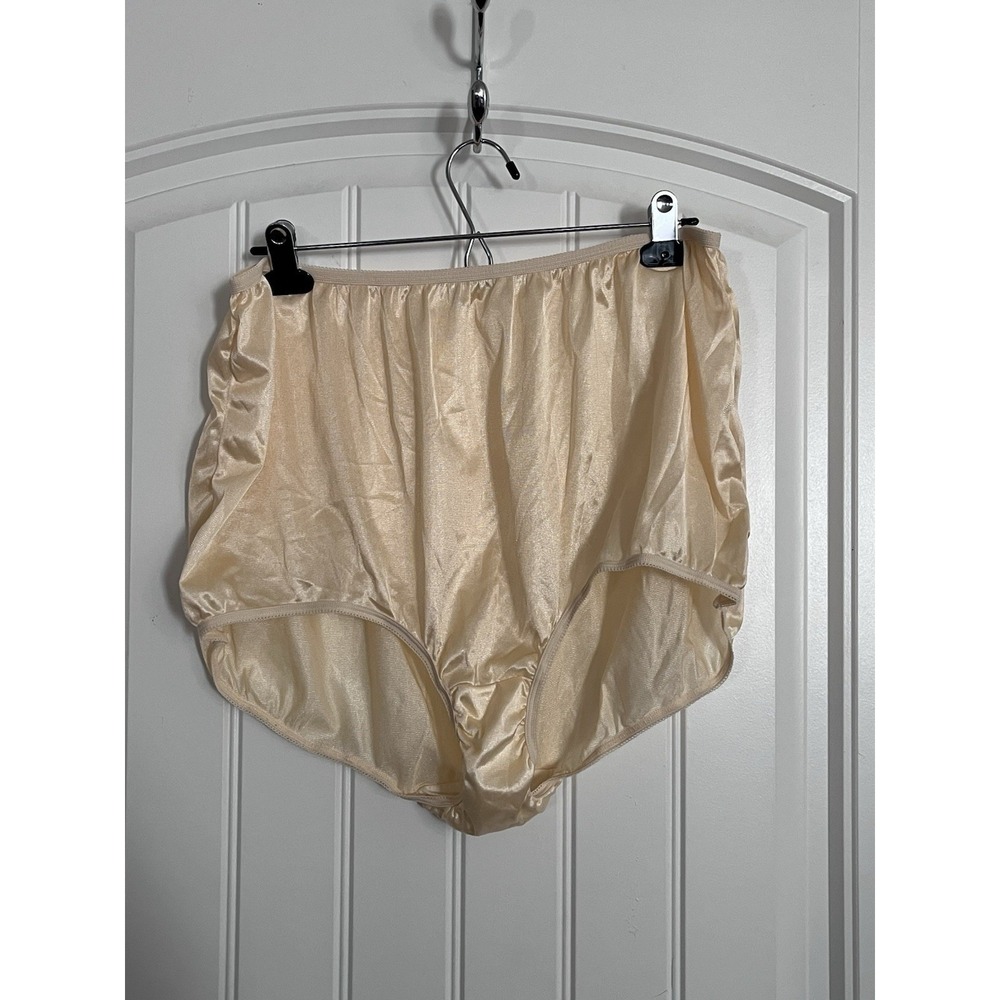 Vintage Nylon Granny Panty Plus Size 50/52 Lasting Comfort Beige Sheer Brief 557